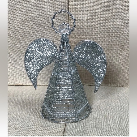 Beaded Wire Angel Christmas Tree Topper Glam Steampunk Unique Holiday Winter - Picture 3 of 6